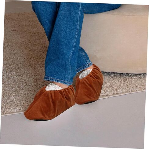 Mikikit 2pairs Bowling Shoe Covers Men Women Non-Slip Washable Full Coverage Shoe Protectors for Indoor Sports Brown in Saudi Arabia