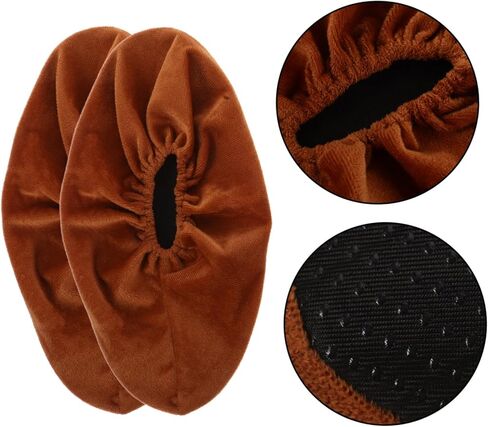 Mikikit 2pairs Bowling Shoe Covers Men Women Non-Slip Washable Full Coverage Shoe Protectors for Indoor Sports Brown in Saudi Arabia