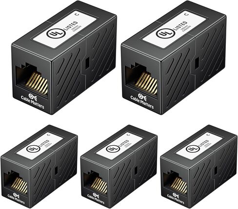 كابل ماترز [مدرج في قائمة UL] 10 وصلات إيثرنت (مقرنة RJ45، مقرنة Cat6، محول موسع إيثرنت) باللون الأسود in Saudi Arabia