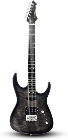 Leo Jaymz Electric Guitar,Thunderstorm ST Style Solid Body Electric Guitar, Flamed Maple Top, Purple Fixed Bridge, Railway Pickup, 24 Frets,for Beginner Student&Adult (Blue Flame) in Saudi Arabia