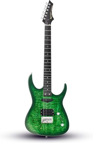 Leo Jaymz Electric Guitar,Thunderstorm ST Style Solid Body Electric Guitar, Flamed Maple Top, Purple Fixed Bridge, Railway Pickup, 24 Frets,for Beginner Student&Adult (Blue Flame) in Saudi Arabia