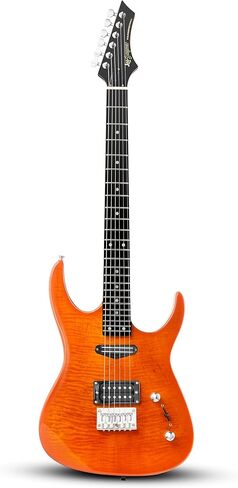Leo Jaymz Electric Guitar,Thunderstorm ST Style Solid Body Electric Guitar, Flamed Maple Top, Purple Fixed Bridge, Railway Pickup, 24 Frets,for Beginner Student&Adult (Blue Flame) in Saudi Arabia