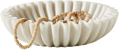 Marble Ruffle Bowl Decorative Marble Scallop Bowl Flower Bowl Fruit Bowl Ruffled Marble Bowl Jewelry Dish Christmas Gift Decorative Bowl (2 Pieces of 6 inch) in Kuwait