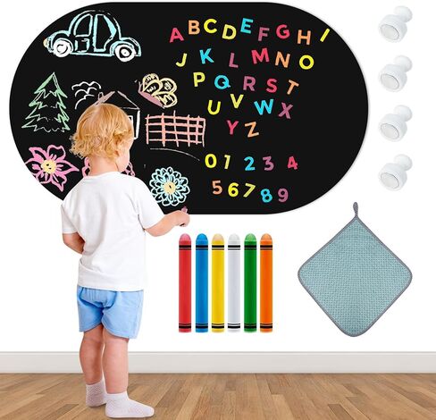 ملصق جدار مغناطيسي للأطفال ، مسطح مغناطيسي مقوس 16 × 32 بوصة للجدار ، مناسب لخلفية الديكور المنزلي وغرفة ألعاب الأطفال (الأزرق in Kuwait