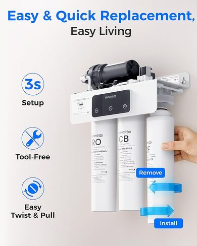 فلتر Waterdrop RT-CF، بديل لنظام التناضح العكسي Waterdrop T3-T & T3-C & T3-M & T4-A، حزمة من فلتر CF واحد، عمر 6 أشهر in Saudi Arabia