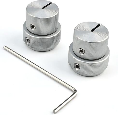 2Pcs Aluminum Alloy Dual Concentric Guitar Knobs 6.1mm（15/64"）&8.2mm（15/16"） Pot Shaft Flat Top Dual Concentric Stacked Volume Tone Knobs for Bass Guitar Replacement Parts (Black) in Saudi Arabia