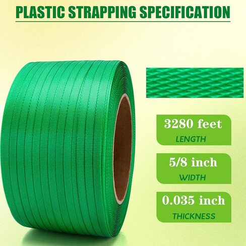 Heavy Duty Packaging Strapping Banding Roll, Packaging Banding Strap, Poly Strapping, Polyester Strapping Band 3280' x 5/8" x 0.035"-485 lbs Break Strength Plastic Strapping (Green) in Kuwait