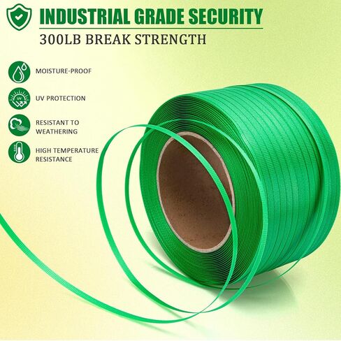 Heavy Duty Packaging Strapping Banding Roll, Packaging Banding Strap, Poly Strapping, Polyester Strapping Band 3280' x 5/8" x 0.035"-485 lbs Break Strength Plastic Strapping (Green) in Kuwait