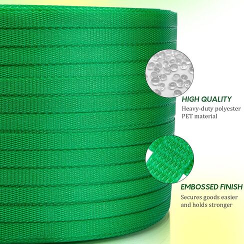 Heavy Duty Packaging Strapping Banding Roll, Packaging Banding Strap, Poly Strapping, Polyester Strapping Band 3280' x 5/8" x 0.035"-485 lbs Break Strength Plastic Strapping (Green) in Kuwait