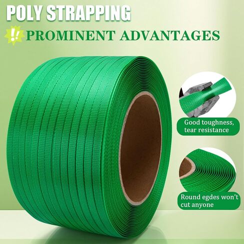 Heavy Duty Packaging Strapping Banding Roll, Packaging Banding Strap, Poly Strapping, Polyester Strapping Band 3280' x 5/8" x 0.035"-485 lbs Break Strength Plastic Strapping (Green) in Kuwait