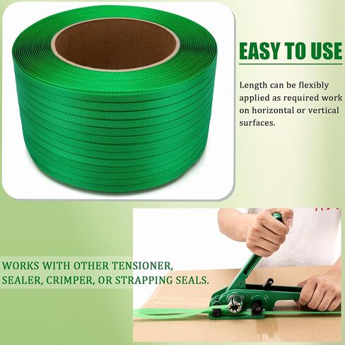 Heavy Duty Packaging Strapping Banding Roll, Packaging Banding Strap, Poly Strapping, Polyester Strapping Band 3280' x 5/8" x 0.035"-485 lbs Break Strength Plastic Strapping (Green) in Kuwait