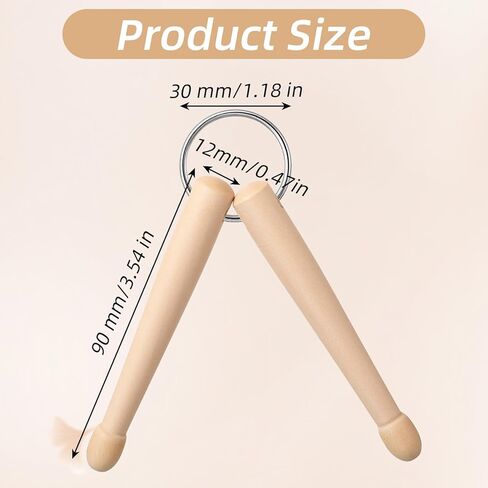 Mini Drum Sticks, 2 Pcs Wood Mini Drumsticks Keychain, Natural Wood Miniature Drum Stick Key Ring for Drummers, Band Gear, Decoration & Gifts for Men Women in Saudi Arabia