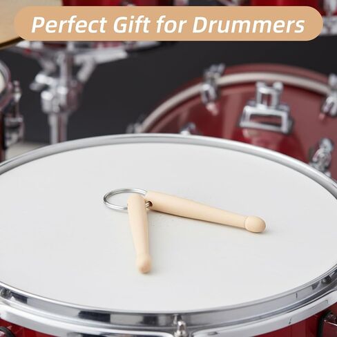 Mini Drum Sticks, 2 Pcs Wood Mini Drumsticks Keychain, Natural Wood Miniature Drum Stick Key Ring for Drummers, Band Gear, Decoration & Gifts for Men Women in Saudi Arabia
