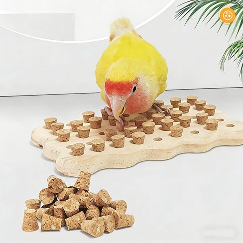LOS ANDES Parrot Chew Toy with Soft Corks, Wooden Biting Training Toy and Foraging Bird Toys,Bird Cage Accessories, Parakeet Toys in Kuwait