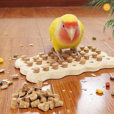 LOS ANDES Parrot Chew Toy with Soft Corks, Wooden Biting Training Toy and Foraging Bird Toys,Bird Cage Accessories, Parakeet Toys in Kuwait