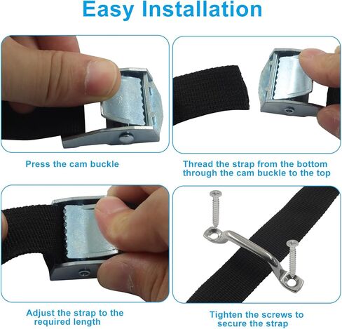 مجموعتان 1 بوصة × 78 بوصة (6.5 قدم) طقم حزام ربط البطارية لأسفل، حزام تثبيت البطارية مع دعامة من الفولاذ المقاوم للصدأ ومسامير لحزام الأمتعة والسيارات in Kuwait