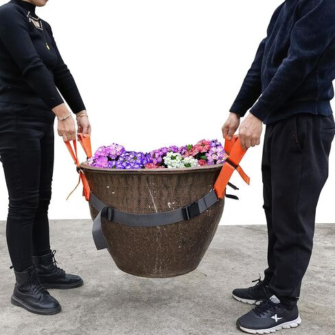 حزام متحرك لأواني زهور الحديقة، أشرطة رفع المناظر الطبيعية، تحريك أواني الزهور الثقيلة، المزارعون، الأشجار، الطبل، الصخور، أداة الوعاء، يصل إلى 500 رطل، رمادي برتقالي، كبير in Kuwait