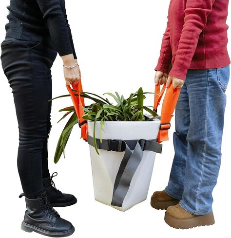 حزام متحرك لأواني زهور الحديقة، أشرطة رفع المناظر الطبيعية، تحريك أواني الزهور الثقيلة، المزارعون، الأشجار، الطبل، الصخور، أداة الوعاء، يصل إلى 500 رطل، رمادي برتقالي، كبير in Kuwait