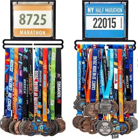 Race Medal and Bib Display Medal Hanger for Runners, Wall Mounted Bib and Medals Display, Running Medals Hanger Displays, for Runners, Marathon & Triathlon Athletes in Saudi Arabia
