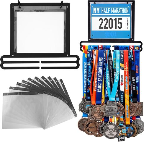Race Medal and Bib Display Medal Hanger for Runners, Wall Mounted Bib and Medals Display, Running Medals Hanger Displays, for Runners, Marathon & Triathlon Athletes in Saudi Arabia