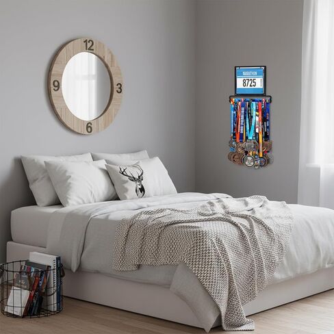 Race Medal and Bib Display Medal Hanger for Runners, Wall Mounted Bib and Medals Display, Running Medals Hanger Displays, for Runners, Marathon & Triathlon Athletes in Saudi Arabia