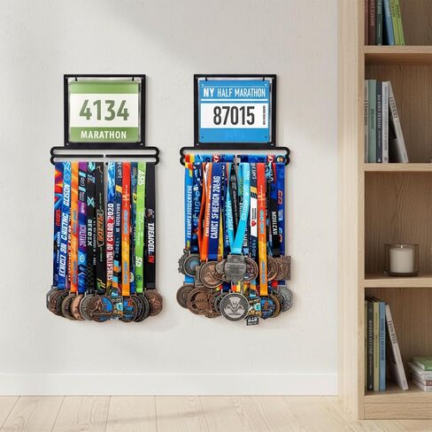 Race Medal and Bib Display Medal Hanger for Runners, Wall Mounted Bib and Medals Display, Running Medals Hanger Displays, for Runners, Marathon & Triathlon Athletes in Saudi Arabia