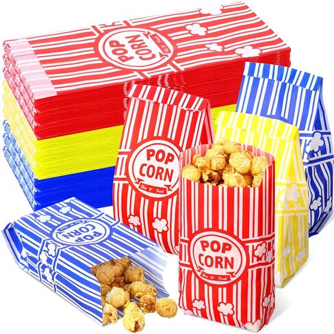 Yungyan 300 Pcs Popcorn Bags Bulk 1oz Grease Resistant Paper Snack Bags in Red Yellow Dark Blue for Party Movie Night Carnival Concession Stand Supplies in Saudi Arabia