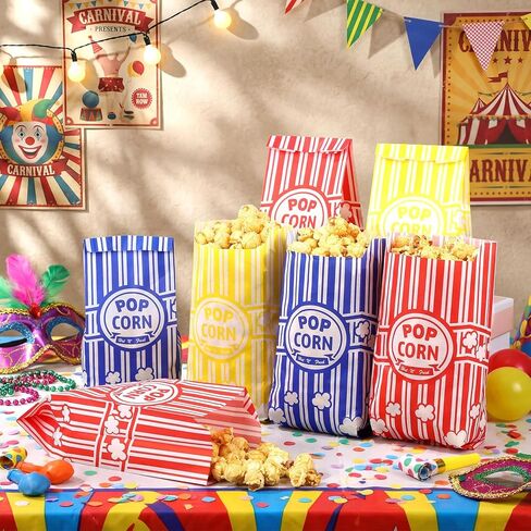 Yungyan 300 Pcs Popcorn Bags Bulk 1oz Grease Resistant Paper Snack Bags in Red Yellow Dark Blue for Party Movie Night Carnival Concession Stand Supplies in Saudi Arabia