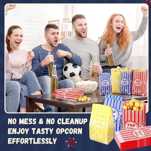 Yungyan 300 Pcs Popcorn Bags Bulk 1oz Grease Resistant Paper Snack Bags in Red Yellow Dark Blue for Party Movie Night Carnival Concession Stand Supplies in Saudi Arabia