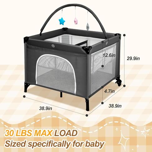 Twin Bassinet - قابلة للطي قابلة للطي للتوأم مع ألعاب معلقة وسلة تخزين ، نائم بجانب السرير المحمولة مع حقيبة حمل رمادية in Kuwait