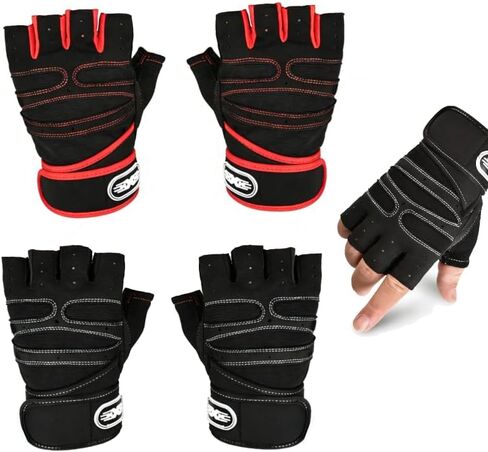 2 Pair Sport Weight Lifting Gloves for Men and Women,Full Palm Protection&Wrist Wraps,Workout Gloves for Gym,Dumbbell,Fitness, Weightlifting, Pull-ups in Saudi Arabia