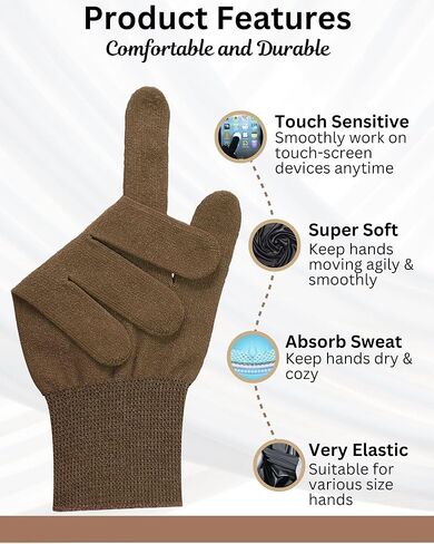 Arthritis Compression Gloves for Musicians and Gym BrownSoft Sweat Absorbent Hand Support for Piano Typing and Pain Relief Touchscreen Compatible for Women and Men, Size M in Saudi Arabia