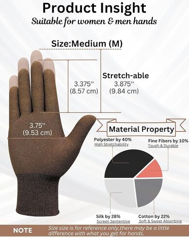 Arthritis Compression Gloves for Musicians and Gym BrownSoft Sweat Absorbent Hand Support for Piano Typing and Pain Relief Touchscreen Compatible for Women and Men, Size M in Saudi Arabia