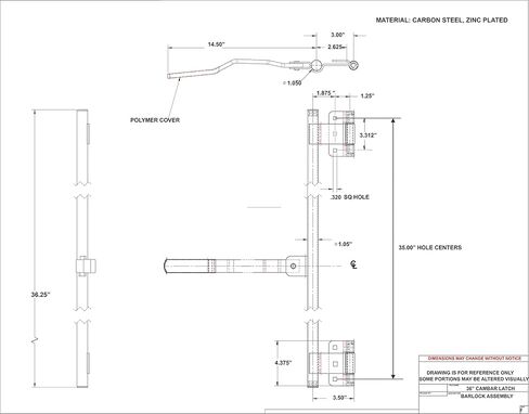 Trailer Cam Lock Door Latch (1 Pair) 36" L Tamperproof Hinge for Horse Cargo Enclosed Utility. Zinc Plated Finish to Deter corrision, Mount Hardware and hasp. in Kuwait