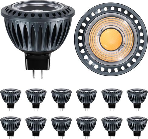 مصباح إضاءة LED Gardencoin MR16، 5 وات 2700 ك أبيض دافئ 450 لومن قابل للتعتيم، غطاء من الألومنيوم، مدخل جهد منخفض 12 فولت، مصابيح إضاءة ثنائية الدبوس GU5.3 للمناظر الطبيعية والإضاءة المميزة، استخدام داخلي/خارجي، 6 عبوات in Kuwait
