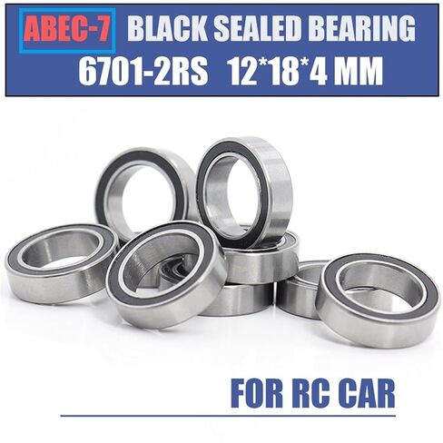 6701RS Bearing 10PCS 12x18x4 mm ABEC-7 Hobby Electric RC Car Truck 6701 RS 2RS Ball Bearings 6701-2RS Black Sealed in Saudi Arabia