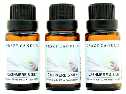 Cashmere & Silk (Made in USA) 3 Bottles 1/2 Fl Oz Each (15ml) Premium Grade Scented Fragrance Oil (Blend of French Vanilla, Sandalwood, Patchouli, Musk, Rose, Violet, Apricot, Coconut Milk) in Saudi Arabia