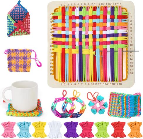 DREMTOY 7" Metal Weaving Loom Kit Toys, DIY Crafts Projects for Kids and Adults, Gift Ideas for Girls 6-12 Years, Easy Potholder Loom Knitting for Beginners, Includes 9 Colors, 224 Craft Loops in Saudi Arabia