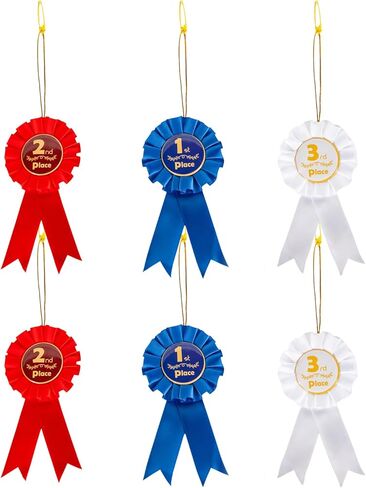 Award Ribbons 1st 2nd 3rd Place Recognition Rosette Set Awards Blue Red White Badge Ribbons for Classroom Prize Science Fair Talent Show (3 Pcs) in Kuwait