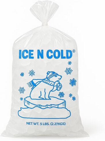 5LB Drawstring Ice Bags | ICE N COLD® | 100 Count Bags in Kuwait
