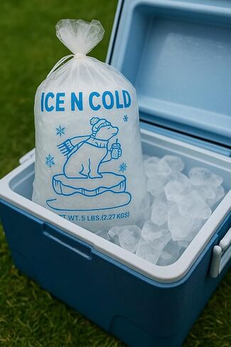 5LB Drawstring Ice Bags | ICE N COLD® | 100 Count Bags in Kuwait