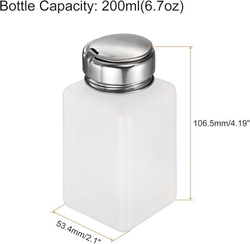 HARFINGTON 5pcs Solvent Alcohol Dispenser 200ml(6.7oz) Nail Polish Remover Push Down Liquid Dispenser Pump Bottle with Stainless Steel Press Head for Acetone Solution, White in Saudi Arabia