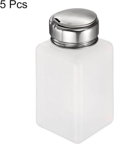 HARFINGTON 5pcs Solvent Alcohol Dispenser 200ml(6.7oz) Nail Polish Remover Push Down Liquid Dispenser Pump Bottle with Stainless Steel Press Head for Acetone Solution, White in Saudi Arabia