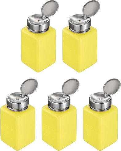 HARFINGTON 5pcs Solvent Alcohol Dispenser 200ml(6.7oz) Nail Polish Remover Push Down Liquid Dispenser Pump Bottle with Stainless Steel Press Head for Acetone Solution, White in Saudi Arabia