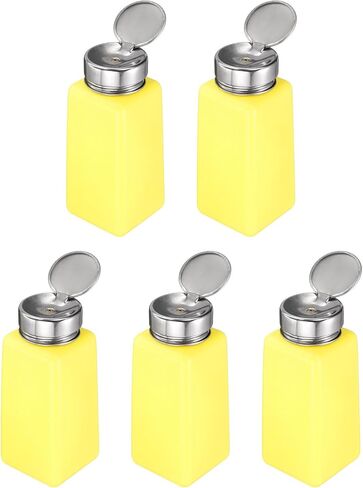 HARFINGTON 5pcs Solvent Alcohol Dispenser 200ml(6.7oz) Nail Polish Remover Push Down Liquid Dispenser Pump Bottle with Stainless Steel Press Head for Acetone Solution, White in Saudi Arabia