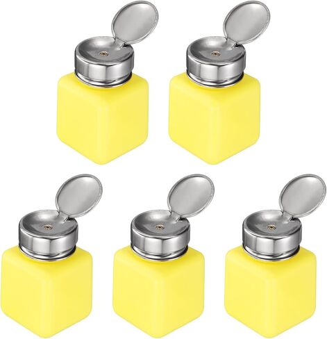 HARFINGTON 5pcs Solvent Alcohol Dispenser 200ml(6.7oz) Nail Polish Remover Push Down Liquid Dispenser Pump Bottle with Stainless Steel Press Head for Acetone Solution, White in Saudi Arabia