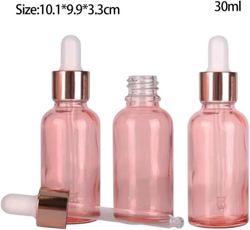 3 pcs 30ml Pink Glass Dropper Bottles with Glass Pipettes - Perfect Travel Accessories for Cosmetics, Perfume, and Essential Oils in Saudi Arabia