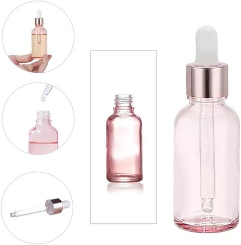 3 pcs 30ml Pink Glass Dropper Bottles with Glass Pipettes - Perfect Travel Accessories for Cosmetics, Perfume, and Essential Oils in Saudi Arabia