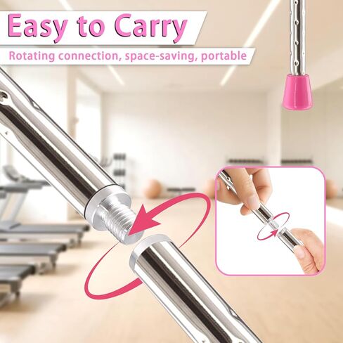 عصا التدوير، عصا التدوير 21.6 بوصة من الفولاذ المقاوم للصدأ 2 شريط الجمباز الإيقاعي 3 أربطة شعر قوس قزح مناسبة للمبتدئين باللون الوردي (21.6 بوصة) in Kuwait