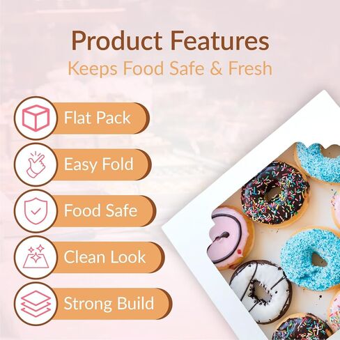 60 Pcs 10x10x2.5 pie boxes for 9 inch pies box 10 inch bakery box, pie boxes with window 10x10 for Cookie Cake, Treats, Pastries, Chocolate Covered Strawberries in Kuwait